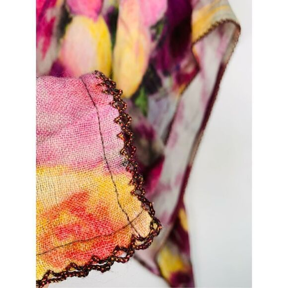 Anthropologie Blank London Kimono Poncho Floral Wool Blend Multicolor One Size - Picture 5 of 8